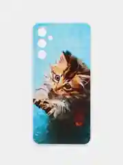 Светло-коричневый чехол на Samsung Galaxy A34 5G (Самсунг A34), прозрачный, с рисунком, защита камеры