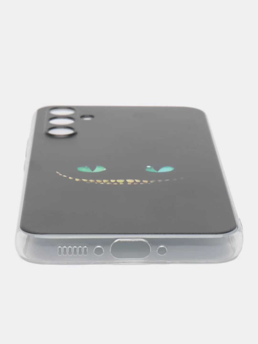 Черный чехол на Samsung Galaxy A34 5G (Самсунг A34), прозрачный, с рисунком, защита камеры
