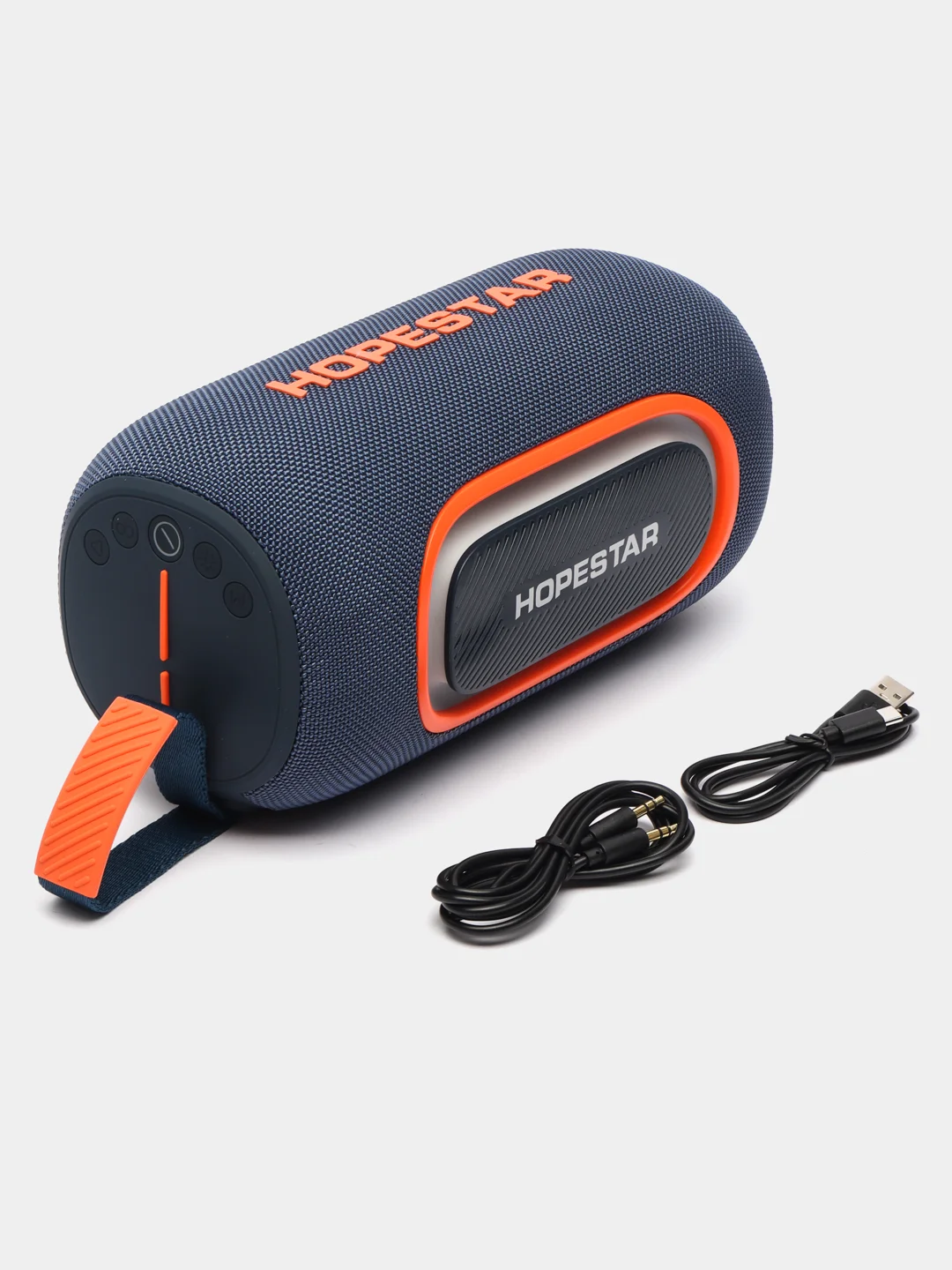 Синий портативная Bluetooth колонка HOPESTAR P65Pro - 50W с RGB подсветкой, TWS,  Premium