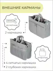 Органайзер для сумки SOFIA 28х17х10см, серый