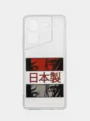 Алый силиконовый чехол на Tecno Pova 5 (Текно Пова 5), прозрачный, с рисунком, защита камеры