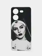 Бронзовый силиконовый чехол на Tecno Pova 5 (Текно Пова 5), прозрачный, с рисунком, защита камеры