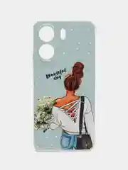 Тёмно-серый силиконовый чехол на Xiaomi Redmi 13C/Poco C65 (Сяоми Редми 13C/Поко С65), с рисунком