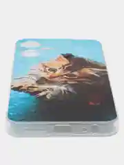Светло-коричневый чехол на Tecno Pova Neo 3 (Текно Пова Нео 3), прозрачный, с рисунком, защита камеры