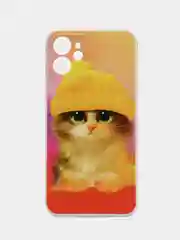 Желтый силиконовый чехол на iPhone 12 Mini / Айфон 12 mini прозрачный, с рисунком, защита камеры