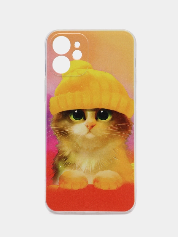 Силиконовый чехол на iPhone 12 Mini / Айфон 12 mini прозрачный, с рисунком, защита камеры