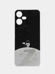Серебряный чехол на Tecno Pova Neo 3 (Текно Пова Нео 3), прозрачный, с рисунком, защита камеры