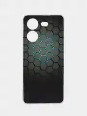 Темно-синий силиконовый чехол на Tecno Pova 5 (Текно Пова 5), прозрачный, с рисунком, защита камеры