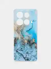 Голубой чехол на Infinix Note 40 / Инфиникс Нот 40 прозрачный, с рисунком, защита камеры
