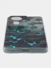 Бирюзовый силиконовый чехол на Oppo Reno 11F / Оппо Рено 11F прозрачный, с рисунком, защита камеры
