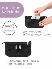Органайзер для сумки SOFIA mini 22х13х4,5 см, 7 карманов, черный