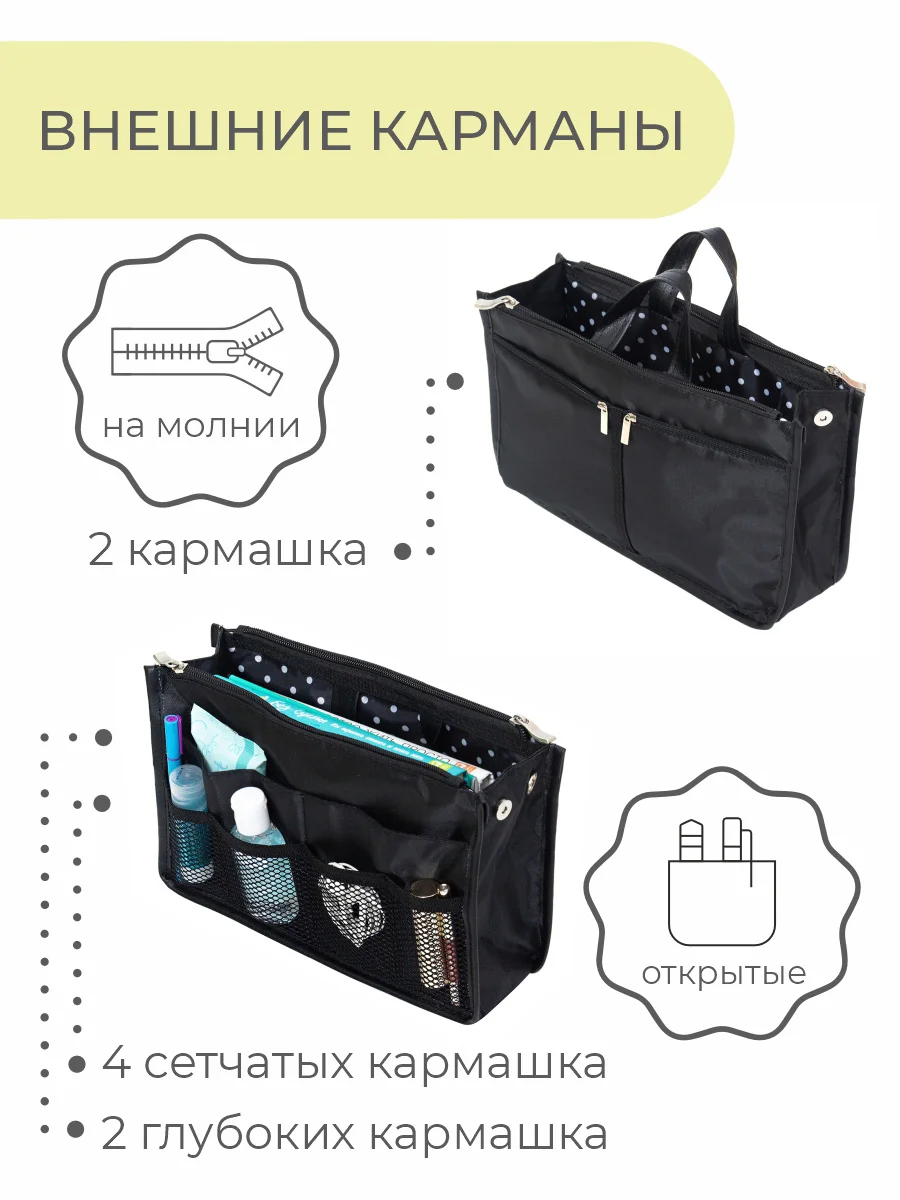 Органайзер для сумки SOFIA 28х16х10 см, черный