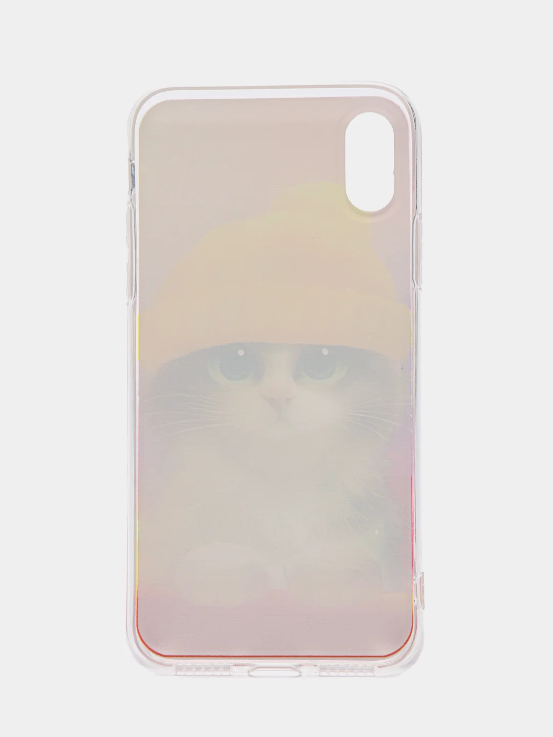 Желтый силиконовый чехол на Apple iPhone X/XS / Айфон X/XS прозрачный, с рисунком, защита камеры