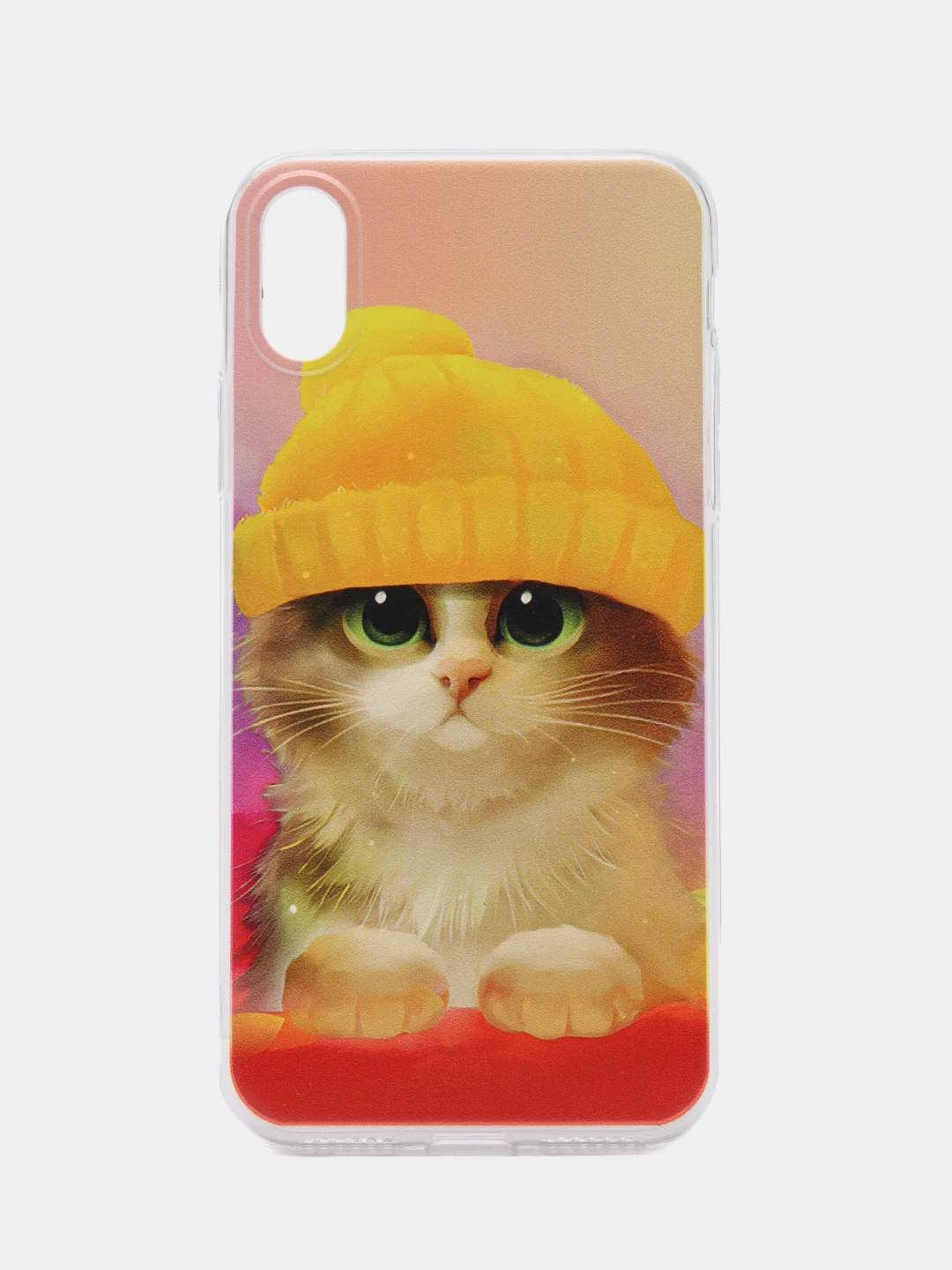 Желтый силиконовый чехол на Apple iPhone X/XS / Айфон X/XS прозрачный, с рисунком, защита камеры