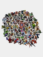 Стикеры наклейки Марвел супергерои "Marvel", 100 шт