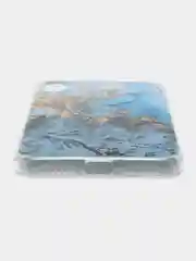 Голубой силиконовый чехол на Apple iPhone X/XS / Айфон X/XS прозрачный, с рисунком, защита камеры