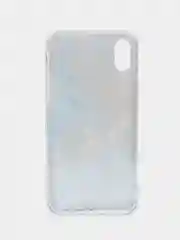 Голубой силиконовый чехол на Apple iPhone X/XS / Айфон X/XS прозрачный, с рисунком, защита камеры