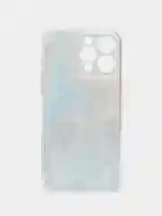 Голубой чехол на iPhone 15 Pro Max / Айфон 15 Про Макс прозрачный, с рисунком, защита камеры