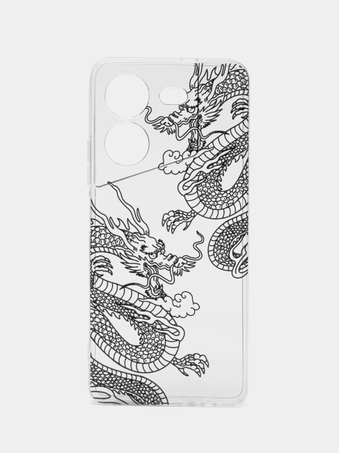 Пудровый силиконовый чехол на Tecno Pova 5 (Текно Пова 5), прозрачный, с рисунком, защита камеры
