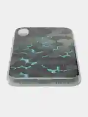 Бирюзовый силиконовый чехол на Apple iPhone X/XS / Айфон X/XS прозрачный, с рисунком, защита камеры