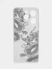 Пудровый чехол на Tecno Spark 10 Pro (Текно Спарк 10 Про), прозрачный, с рисунком, защита камеры