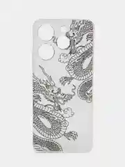 Пудровый чехол на Tecno Spark 10 Pro (Текно Спарк 10 Про), прозрачный, с рисунком, защита камеры