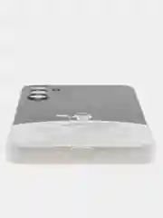 Серебряный чехол на Samsung Galaxy A34 5G (Самсунг A34), прозрачный, с рисунком, защита камеры