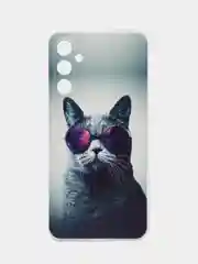 Синий меланж чехол на Samsung Galaxy A34 5G (Самсунг A34), прозрачный, с рисунком, защита камеры