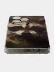 Коричневый силиконовый чехол на Realme C53/C51 (Реалми С53/С51), прозрачный, с рисунком, защита камеры