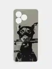 Серый силиконовый чехол на Realme C53/C51 (Реалми С53/С51), прозрачный, с рисунком, защита камеры