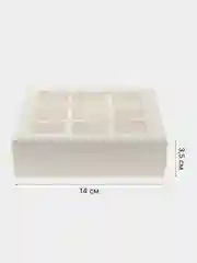 Белый коробка складная для 9 конфет с обечайкой и окном, 14 х 14 х 3,5 см