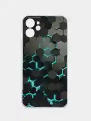 Бирюзовый силиконовый чехол на iPhone 12 Mini / Айфон 12 mini прозрачный, с рисунком, защита камеры