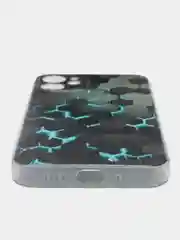 Бирюзовый силиконовый чехол на iPhone 12 Mini / Айфон 12 mini прозрачный, с рисунком, защита камеры