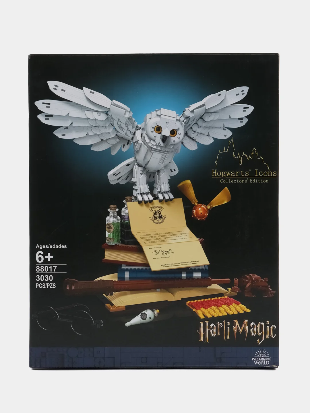 Голубой конструктор "Сова Букля" по мотивам фильма Гарри Поттер (Harry Potter), 630 / 3030 деталей