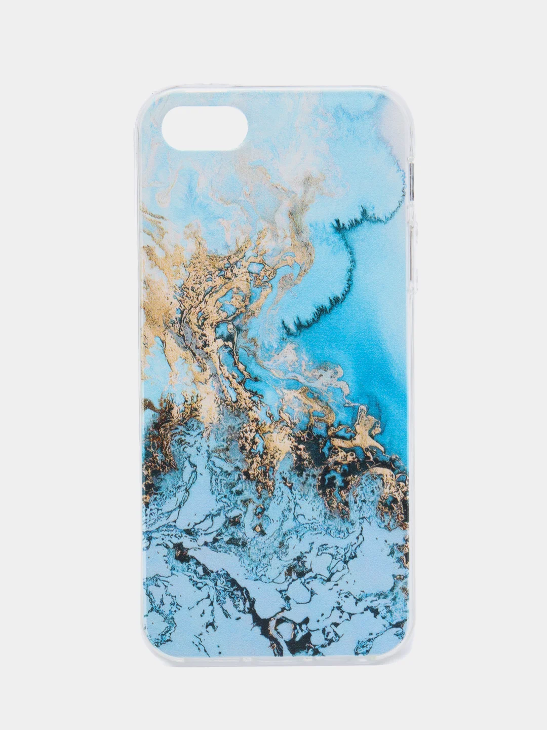 Голубой силиконовый чехол на Apple iPhone 5/5S/SE / Айфон 5S прозрачный, с рисунком, защита камеры
