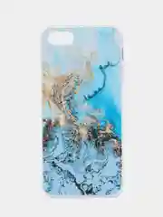 Голубой силиконовый чехол на Apple iPhone 5/5S/SE / Айфон 5S прозрачный, с рисунком, защита камеры