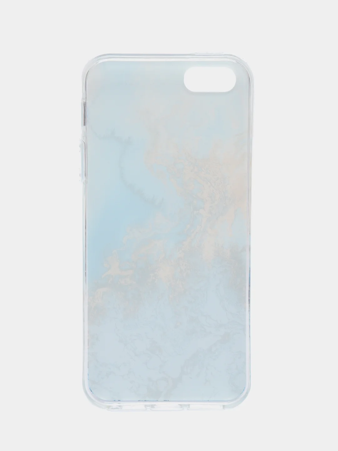 Голубой силиконовый чехол на Apple iPhone 5/5S/SE / Айфон 5S прозрачный, с рисунком, защита камеры
