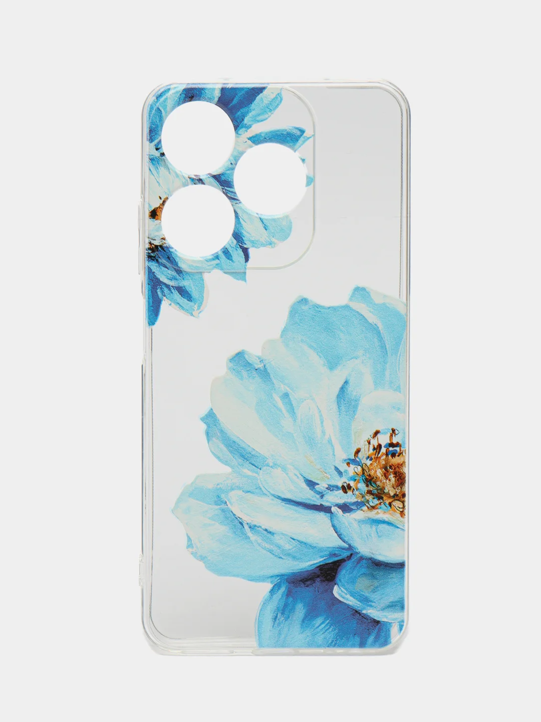 Лазурный чехол на Tecno Spark 10/10C (Текно Спарк 10/10С), прозрачный, с рисунком, защита камеры