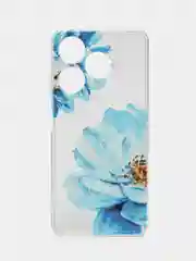 Лазурный чехол на Tecno Spark 10/10C (Текно Спарк 10/10С), прозрачный, с рисунком, защита камеры