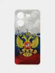 Синий силиконовый чехол на Tecno Pova 5 (Текно Пова 5), прозрачный, с рисунком, защита камеры
