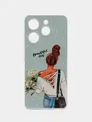 Тёмно-серый чехол на Tecno Spark 10 Pro (Текно Спарк 10 Про), прозрачный, с рисунком, защита камеры