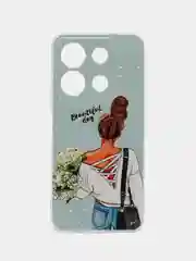 Тёмно-серый чехол для Infinix Note 30i (Инфиникс Нот 30и), прозрачный, с рисунком, защита камеры