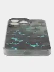Бирюзовый чехол на iPhone 15 Pro Max / Айфон 15 Про Макс прозрачный, с рисунком, защита камеры