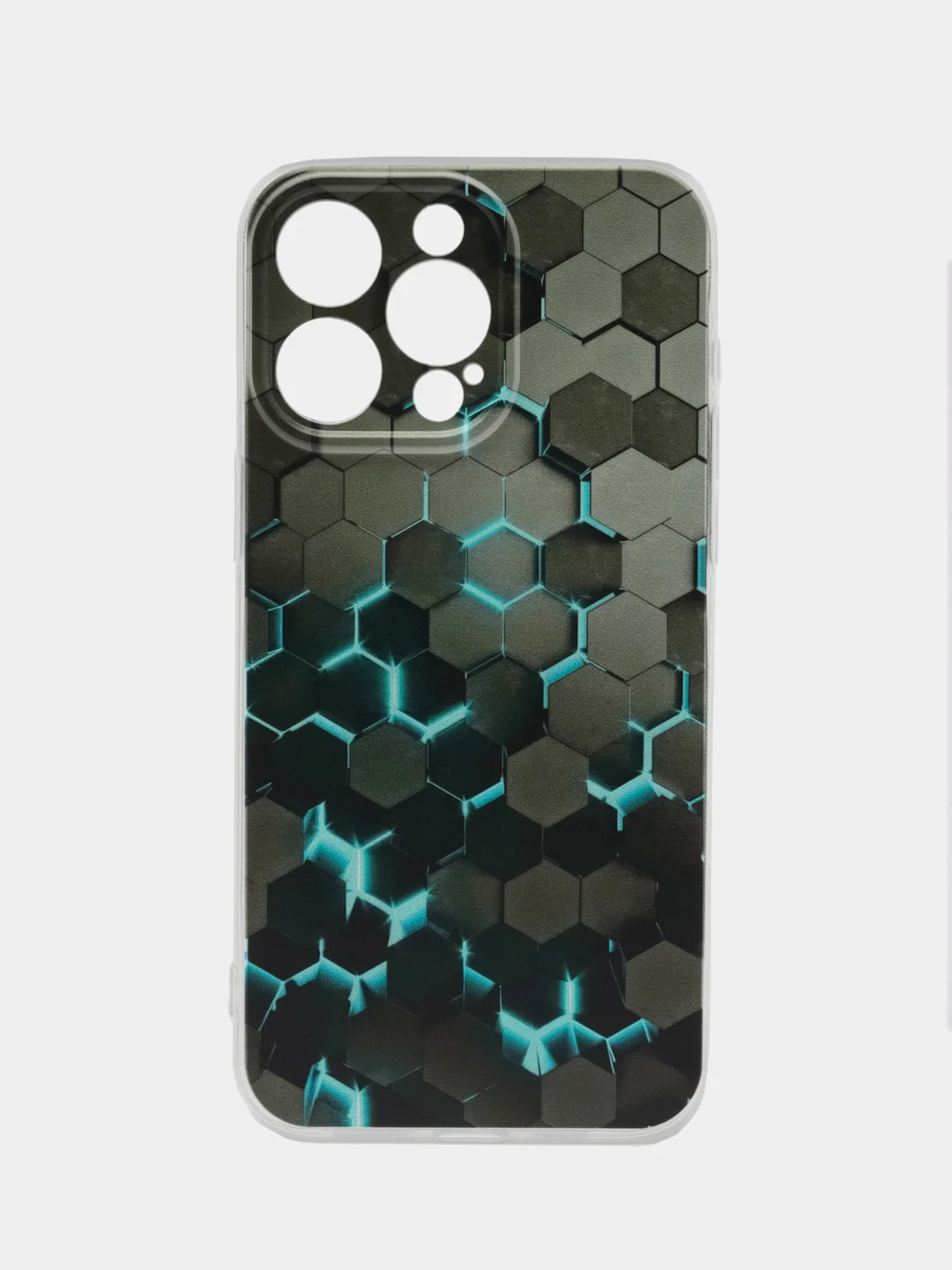Бирюзовый чехол на iPhone 15 Pro Max / Айфон 15 Про Макс прозрачный, с рисунком, защита камеры