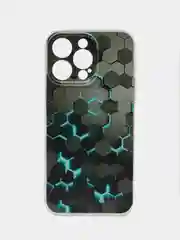 Бирюзовый чехол на iPhone 15 Pro Max / Айфон 15 Про Макс прозрачный, с рисунком, защита камеры