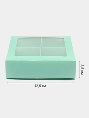 Коробка складная для 4 конфет с окном, 12,5 х 12,5 х 3,5 см