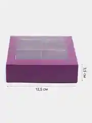Фиолетовый коробка складная для 4 конфет с окном, 12,5 х 12,5 х 3,5 см