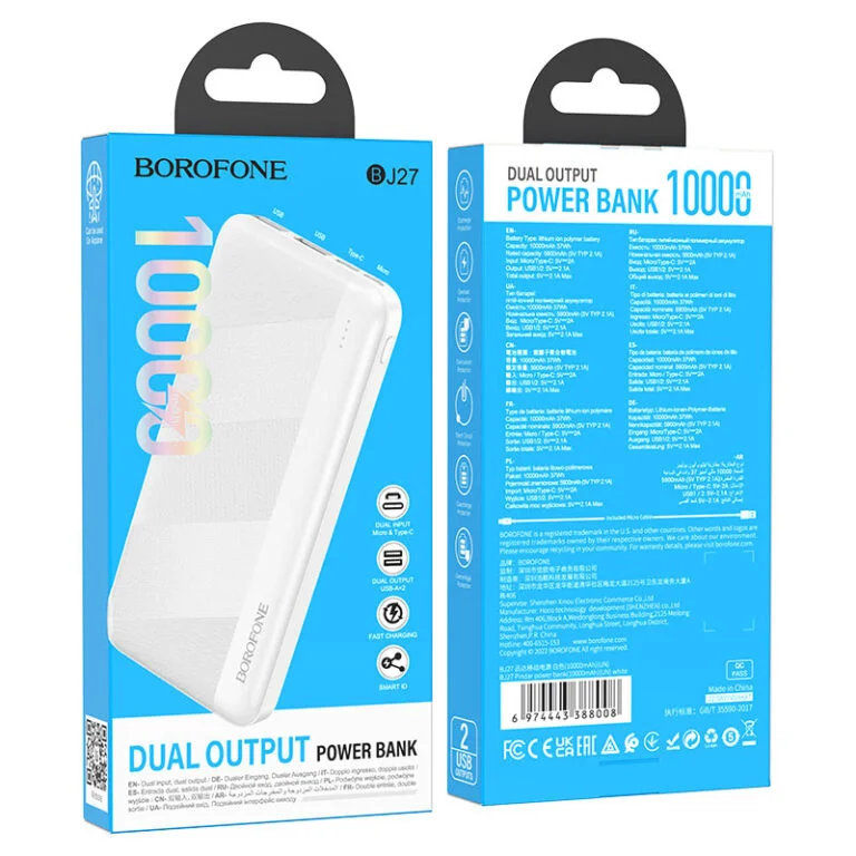 Черный внешний аккумулятор Borofone 10000 мАч Powerbank