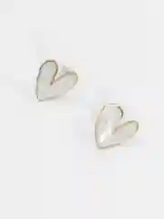 Белый серьги "Сердечки", перламутровые