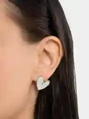 Белый серьги "Сердечки", перламутровые